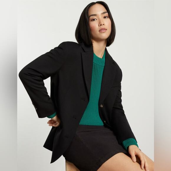 EVERLANE The '80s Italian Wool Blazer in Black Structured Oversized Size 2 NEW - Picture 1 of 10